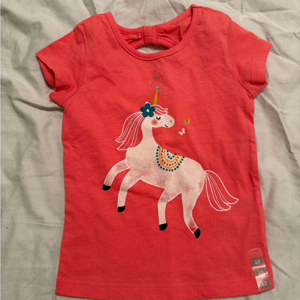 Carter's Coral T-Shirt with Unicorn Design 2T